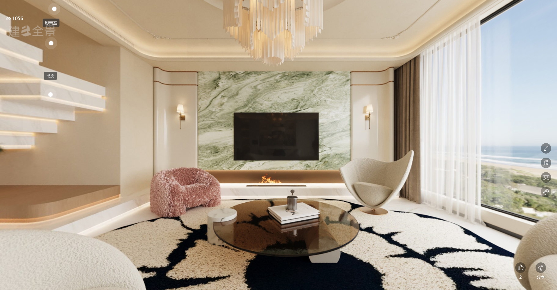 高线公园280平叠拼别墅【轻法式】装修设计